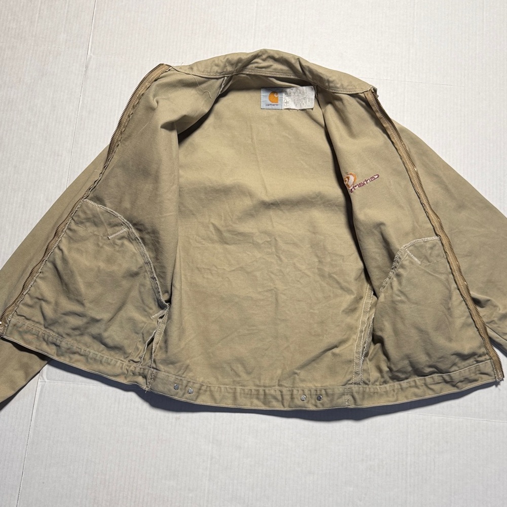 CARHARTT Vintage Detroit Jacket Unlined Made in USA American Script Logo Tan S - Picture 14 of 14